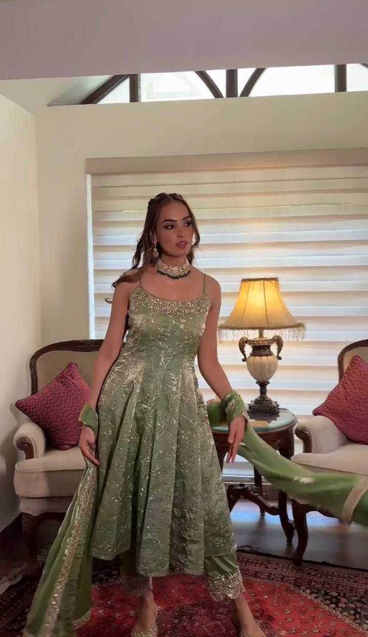 Silk Embroidery Anarkali Party Sequin Gown - MYLUXURY LANE ENTERPRISE